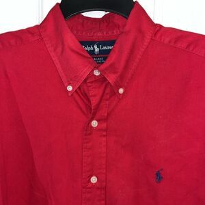 Red Polo Ralph Lauren Blue Pony LS Blake shirt L w/ stains small spots used